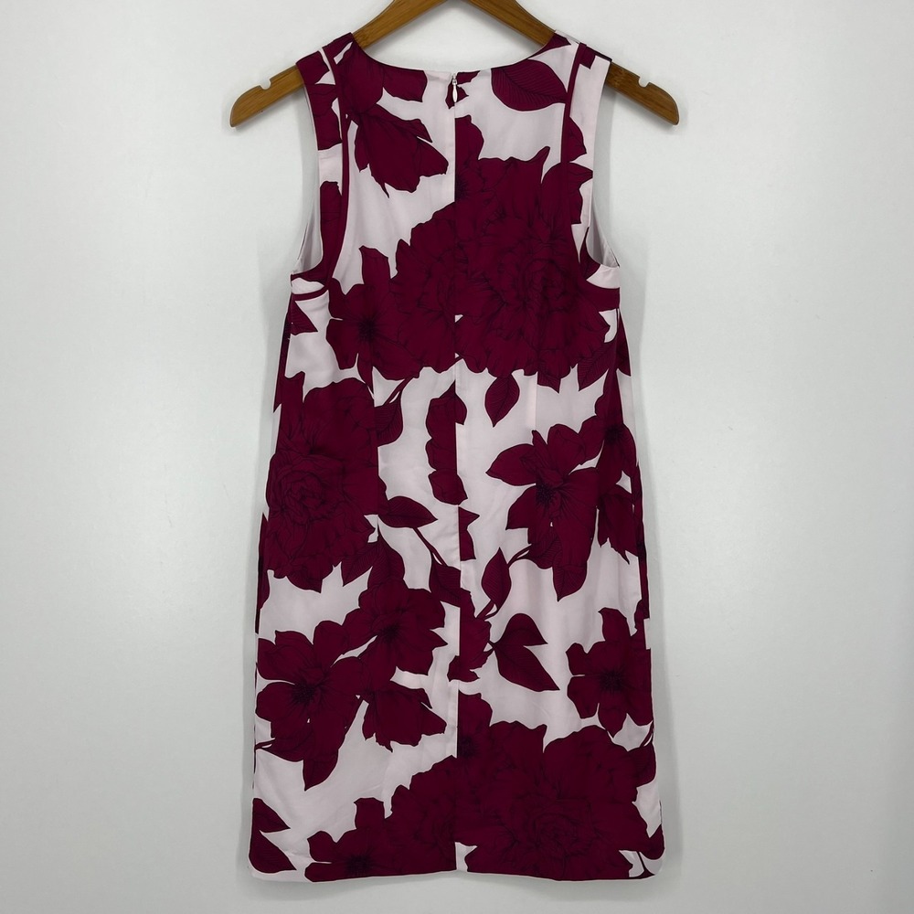 Banana Republic Dress Women's Size 2 Red Floral Print Back Zip Sleeveless - Picture 5 of 8
